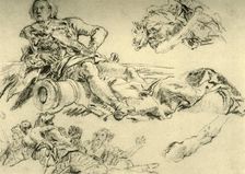 Officer encamped beside a cannon 1752-1753, (1928). Artist: Giovanni Battista Tiepolo