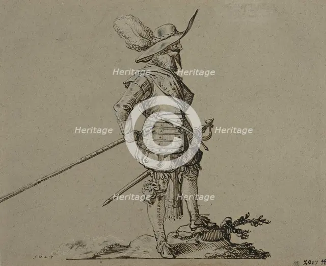 Officer facing right, holding spear. Creator: Herman Breekerveld.