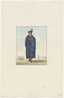 Officer in cape, 1830-1831. Creator: Anon