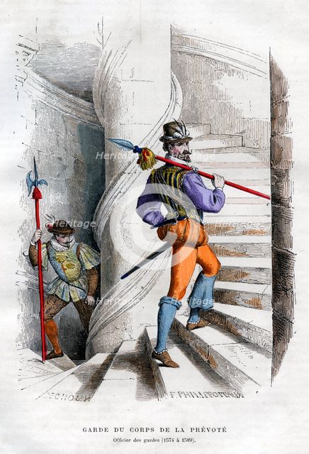 Officer of the guards, Garde du corps de la prévoté 1574-1589 (1882-1884). Artist: Felix Henri Emmanuel Philippoteaux