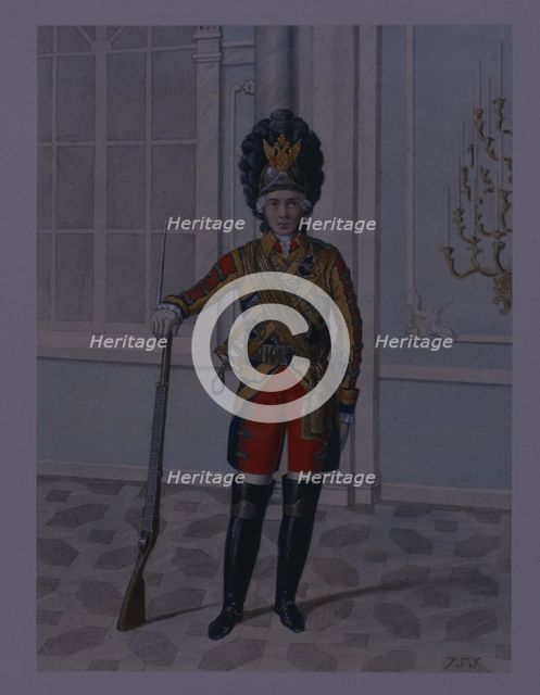 Officer of the Life Guards Cavalry Regiment in 1764-1796, Early 1840s. Artist: Terebenev, Mikhail Ivanovich (1795-1864)