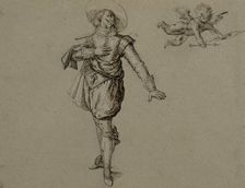 Officer standing, looking left on a flying cupid. Creator: Herman Breekerveld