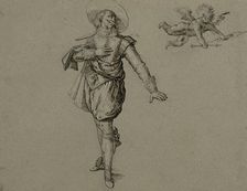 Officer standing, looking left on a flying cupid. Creator: Herman Breekerveld