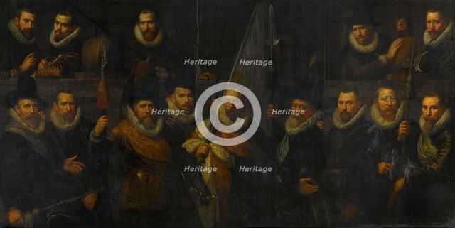 Officers and Other Civic Guardsmen of the IIIrd District of Amsterdam, under the Command of Captain  Creators: Paulus Moreelse, Captain Jacob Gerritsz Hoyngh.