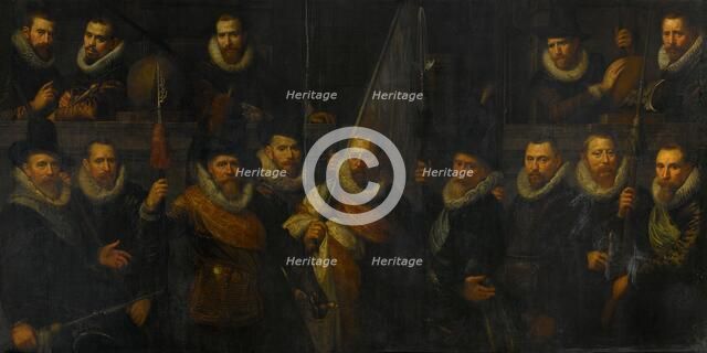 Officers and Other Civic Guardsmen of the IIIrd District of Amsterdam, under the Command of Captain  Creators: Paulus Moreelse, Captain Jacob Gerritsz Hoyngh.