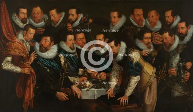 Officers and other civic guardsmen of the XIth District of Amsterdam, under the command..., 1613. Creator: Jan Tengnagel.