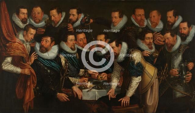 Officers and other civic guardsmen of the XIth District of Amsterdam, under the command..., 1613. Creator: Jan Tengnagel.