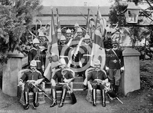 Officers and colours of the Duke of Wellington's Regiment, 1896. Artist: Price