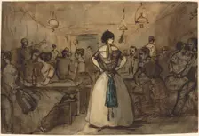 Officers and Courtesans in an Interior, 19th century. Creator: Constantin Guys