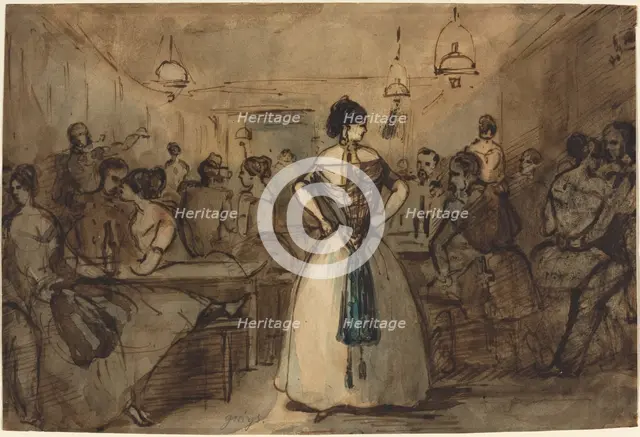 Officers and Courtesans in an Interior, 19th century. Creator: Constantin Guys.