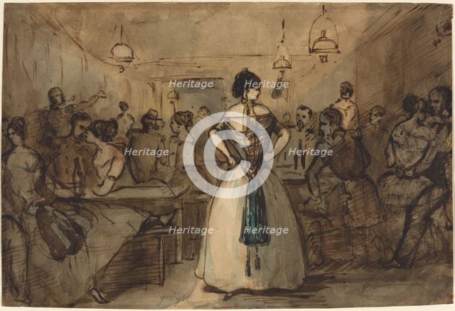 Officers and Courtesans in an Interior, 19th century. Creator: Constantin Guys.