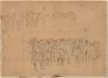 Officers and Horses at Rest, 1864. Creator: Winslow Homer