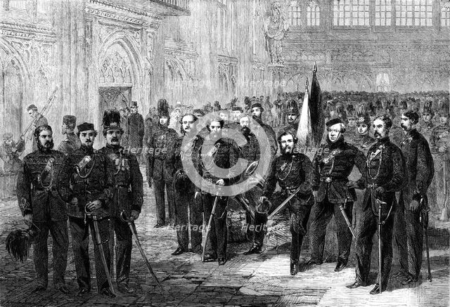Officers and Privates of the London Rifle Volunteer Brigade, 1861. Creator: Unknown.