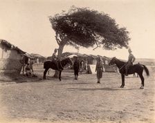 Officers on horseback in the Nusserpuri camp, set up as part of the Karachi Plague..., 1897. Creator: Unknown