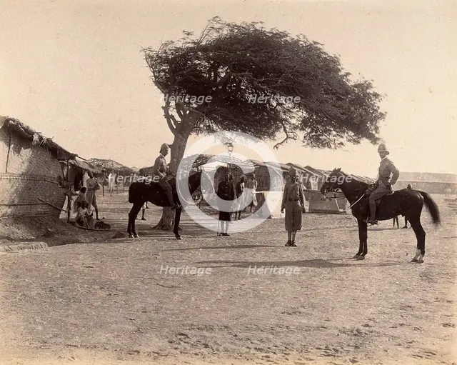 Officers on horseback in the Nusserpuri camp, set up as part of the Karachi Plague..., 1897. Creator: Unknown.