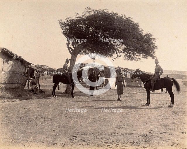 Officers on horseback in the Nusserpuri camp, set up as part of the Karachi Plague..., 1897. Creator: Unknown.