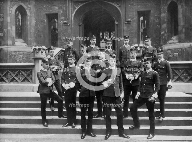 Officers of the 1st Suffolk Regiment at the Tower of London, 1895 (1896).Artist: WW Rouch