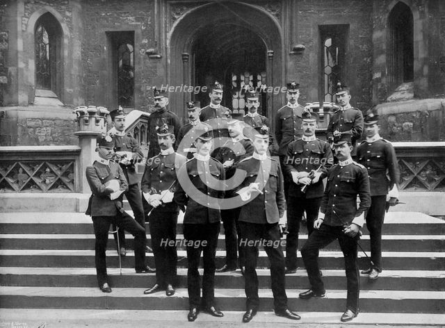 Officers of the 1st Suffolk Regiment at the Tower of London, 1895 (1896).Artist: WW Rouch