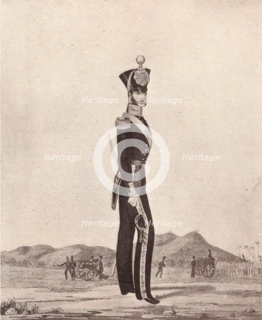'Officers of the Madras Army (Foot Artillery)', 1841 (1909). Artist: William Hunsley.