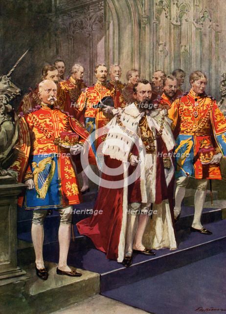 Officers of the Heralds' College, Coronation ceremony. Artist: Frederic de Haenen