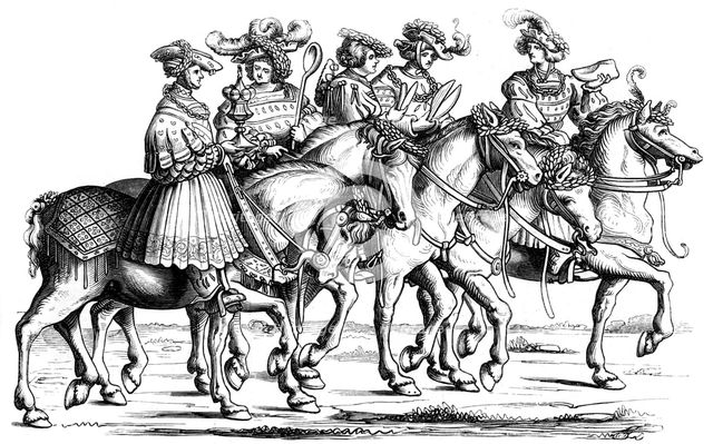 Officers of the table and the chamber of the imperial court, 1512 (1849).Artist: J Resch