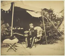 Officers Seated at a Tent, Camp de Châlons, 1857. Creator: Gustave Le Gray