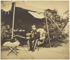 Officers Seated at a Tent, Camp de Châlons, 1857. Creator: Gustave Le Gray