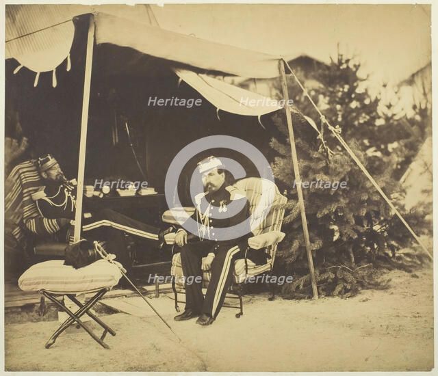 Officers Seated at a Tent, Camp de Châlons, 1857. Creator: Gustave Le Gray.