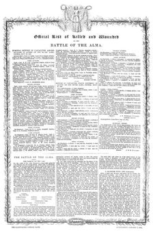 Official List of Killed and Wounded at the Battle of the Alma, 1854. Creator: Unknown