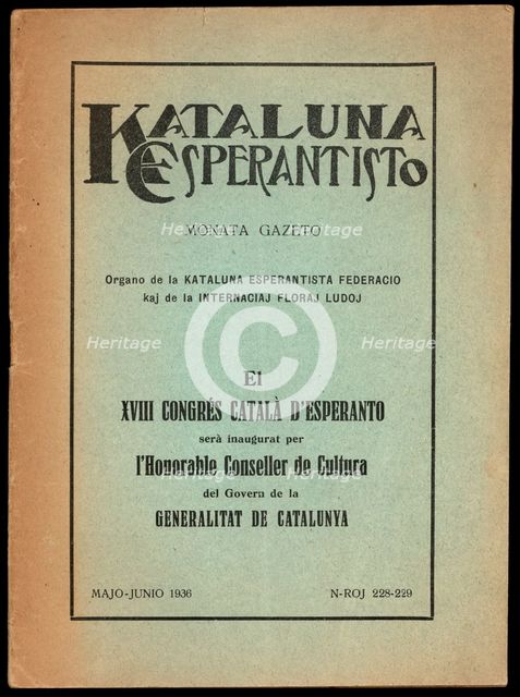 Official program of the 18th Congress of Esperanto held in Manresa, May 1936.