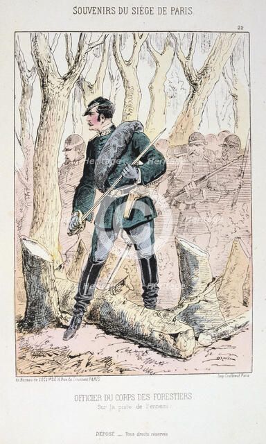 'Officier du Corps des Forestiers', Siege of Paris, Franco-Prussian War, 1870-1871.  Artist: Anon