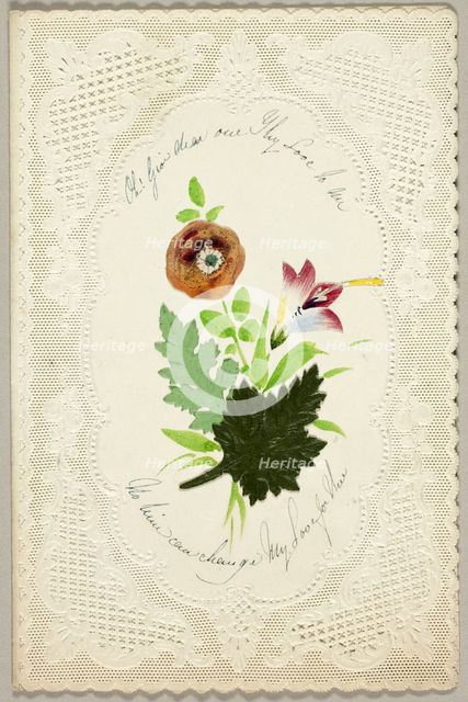 Oh! Give Dear All Thy Love to Me (valentine), c. 1840. Creator: George Meek.