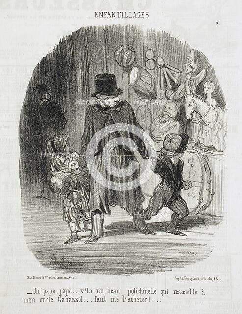 Oh! Papa, Papa...v'là un beau polichenelle.., 1851. Creator: Honore Daumier.