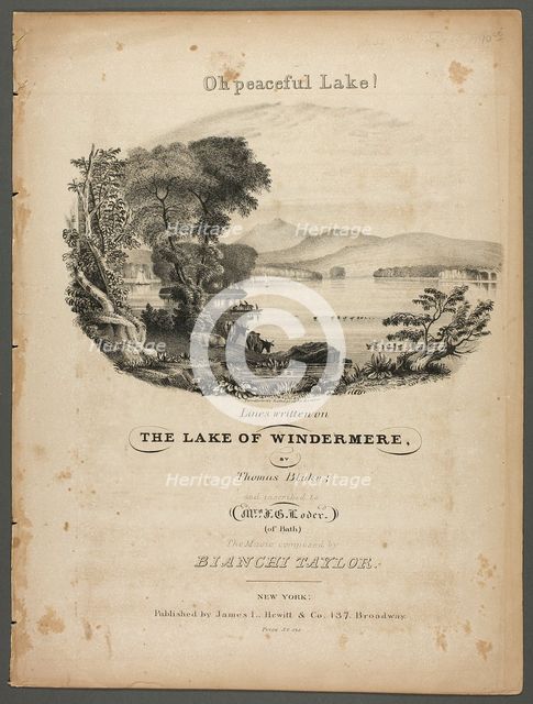 Oh Peaceful Lake! Lines Written on the Lake of Windermere, c.1862. Creator: Pendleton's Lithography.