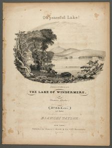 Oh Peaceful Lake! Lines Written on the Lake of Windermere, c.1862. Creator: Pendleton's Lithography