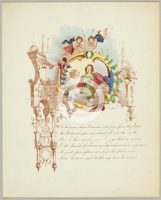 Oh Woman, Dear Woman (valentine), c. 1842. Creator: Unknown.
