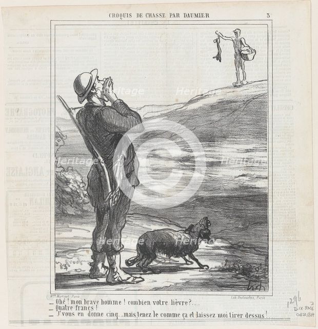 Ohé! mon brave homme! combien votre lièvre?..., 1864.  Creator: Honore Daumier.