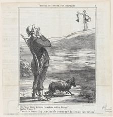 Ohé! mon brave homme! combien votre lièvre?..., 1864. Creator: Honore Daumier