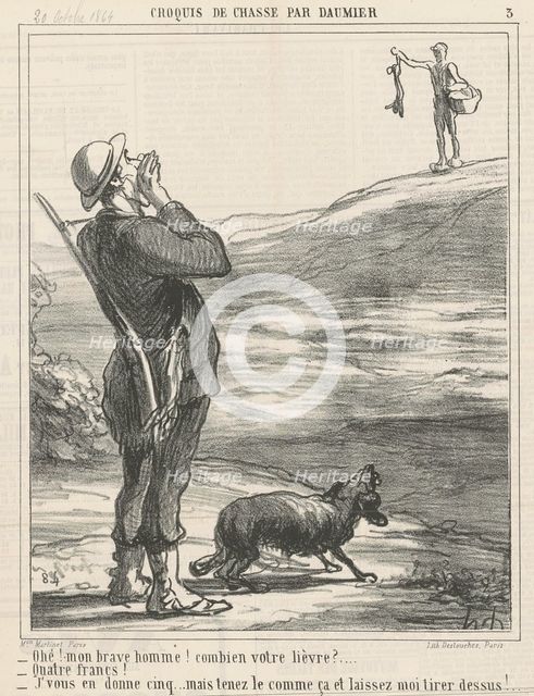 Ohé! ... Combien votre lievre? ..., 19th century. Creator: Honore Daumier.