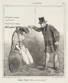 Ohe les petits agneaux, zut! Alors! Fallait pas qu'il y aille. Ohé! Lambert. -Pauvre France..., 1864 Creator: Cham