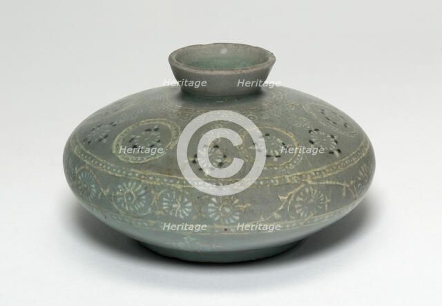 Oil Bottle with Chrysanthemum Flower Heads, Korea, Goryeo dynasty (918-1392), late 13th century. Creator: Unknown.