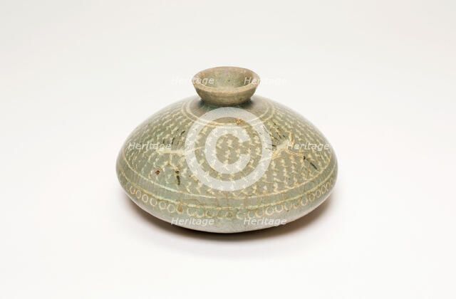 Oil Bottle with Cranes and Stylized Clouds, Korea, Goryeo dynasty (918-1392), late 13th century. Creator: Unknown.