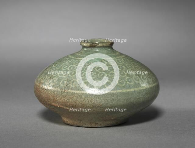 Oil Bottle with Inlaid Dots Design, 1200s-1300s. Creator: Unknown.