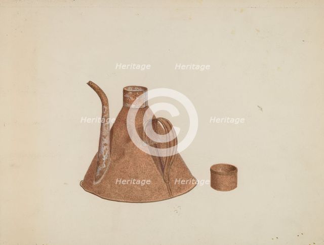 Oil Can with Spout, c. 1938. Creator: Earl Butlin.