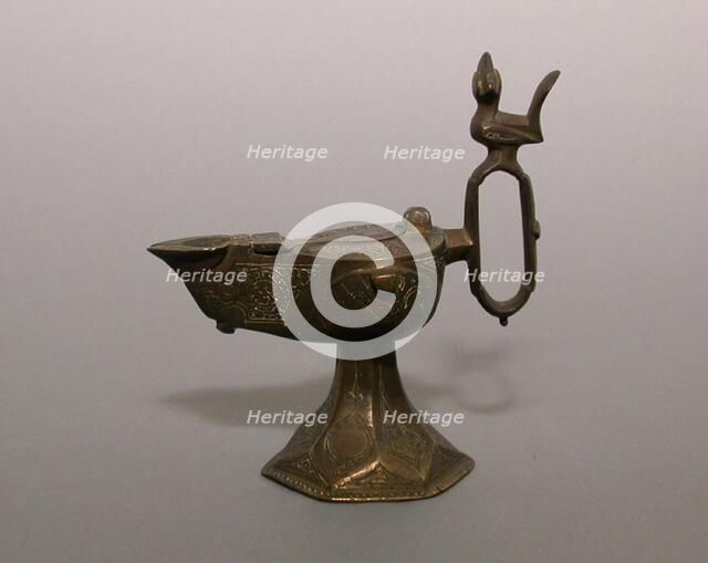 Oil Lamp (Cheragh), Ilkhanid dynasty (1256-1353), Early 13th century. Creator: Unknown.