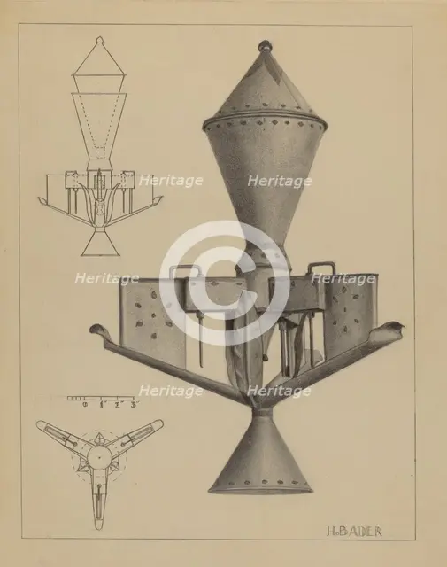 Oil Lamp, c. 1936. Creator: Herman Bader.