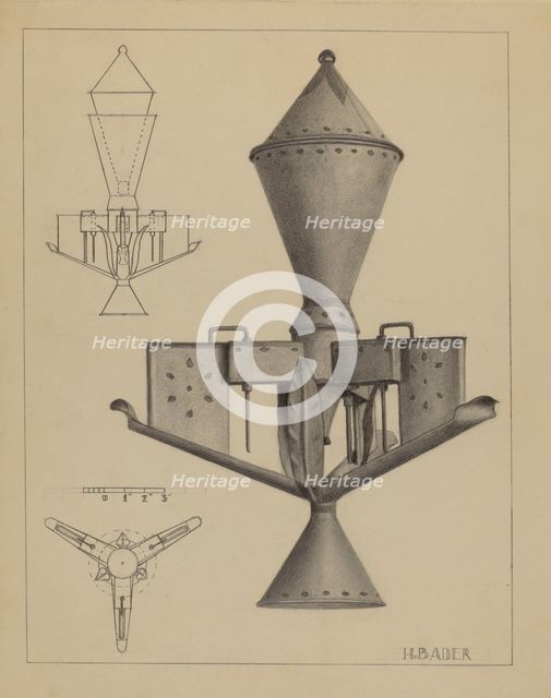 Oil Lamp, c. 1936. Creator: Herman Bader.