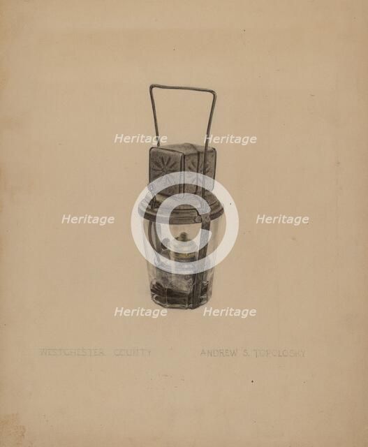 Oil Lamp, c. 1938. Creator: Andrew Topolosky.