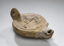Oil Lamp with a Representation of the Port of Alexandria, A.D. 175-230. Creator: Unknown