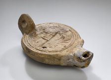 Oil Lamp with a Representation of the Port of Alexandria, A.D. 175-230. Creator: Unknown